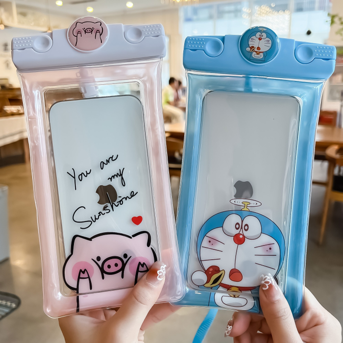 Husa subacvatica Mascot Waterproof , Snowproof, Universala, cu Snur, pentru telefon sau documente, Piggy, Roz [3]