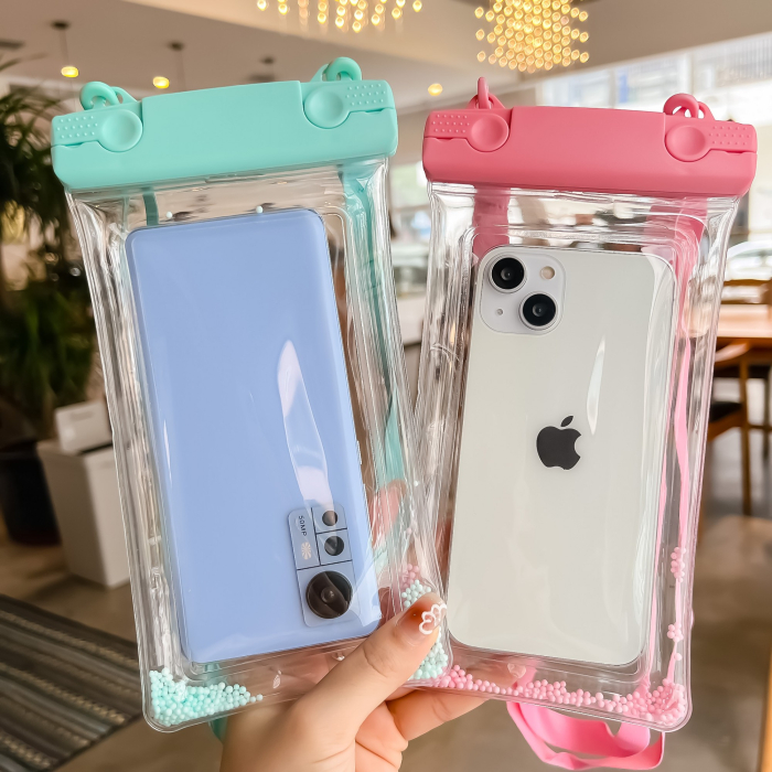 Husa subacvatica Waterproof , Snowproof, Universala, Senzoriala, cu Snur, pentru telefon sau documente, Verde Menta [4]