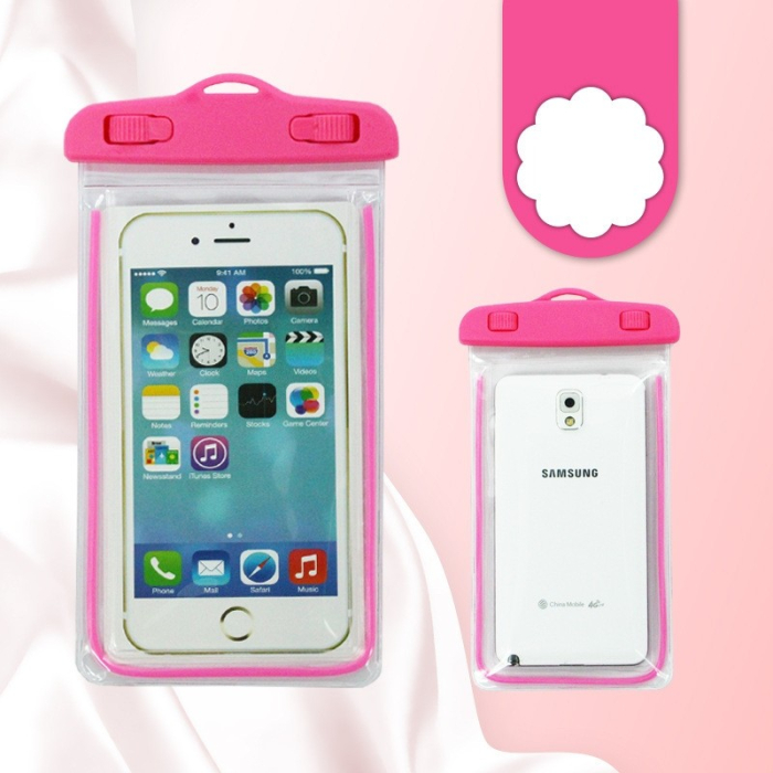 Husa subacvatica Zip Waterproof , Snowproof, Universala, Impermeabila, cu Snur, pentru telefon sau documente, Roz [4]