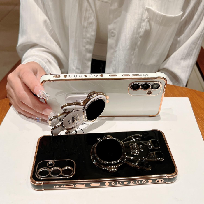 Husa Telefon 2in1, , Compatibila Samsung Galaxy S24 Plus, Carcasa TPU cu Suport Inclus Tip Astronaut, Protectie Camere, Negru [5]