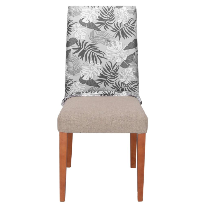 Husa universala pentru scaun, marime universala, poliester si spandex, 38x70cm, gri cu model floral [15]