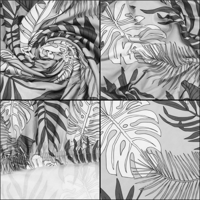 Husa universala pentru scaun, marime universala, poliester si spandex, 38x70cm, gri cu model floral [5]