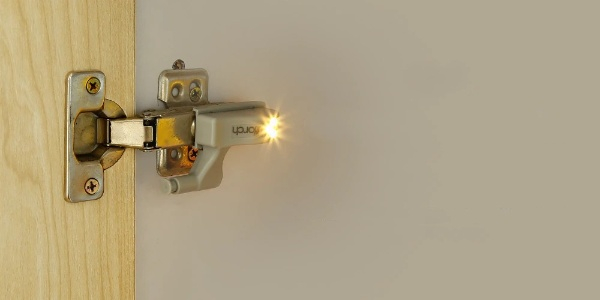 Set 2x Lampa cu Bec LED smd pentru Balamale Mobila 12V, Baterii Incluse, Universal, Gri [3]