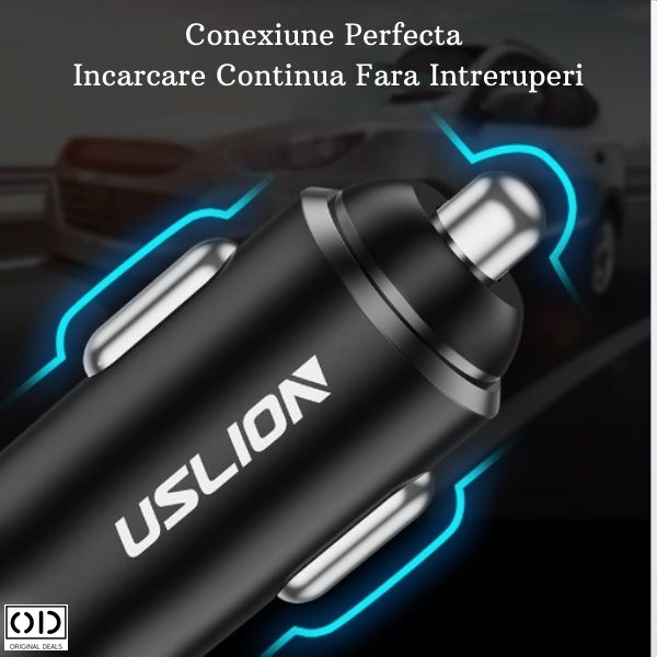 Incarcator Auto cu Incarcare Rapida Fast Charge cu 3 Porturi USB si USB Tip C cu Multiple Protectii si Cip Smart Integrat Pentru Priza Masina 12V, Negru [6]