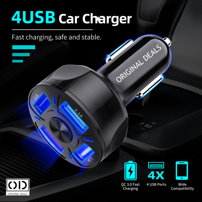 Incarcator USB pentru Masina Incarcator Auto pentru Telefon Incarcator USB auto pentru telefon tableta GPS cablu usb pentru incarcare telefon in masina Incarcator auto pentru priza 12V [10]