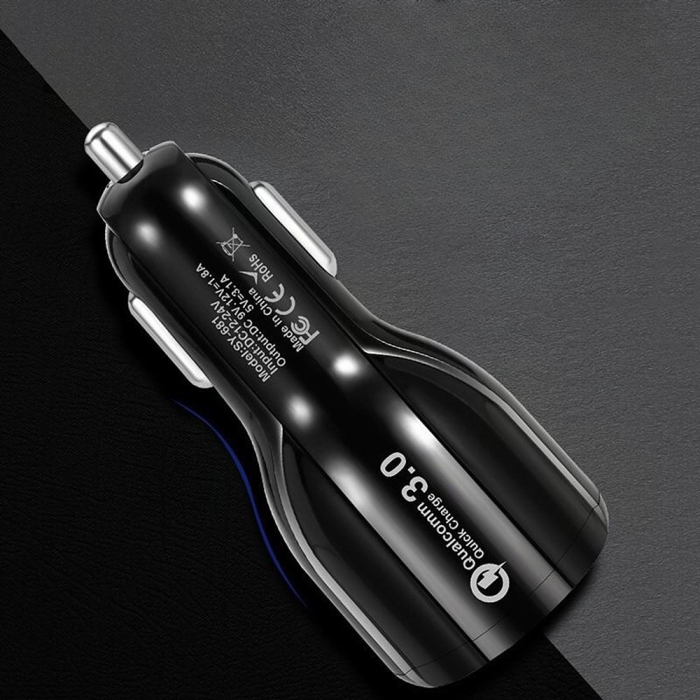 Incarcator Auto, , Pentru Bricheta, Incarcare Rapida, Interfata USB, 12V-24V, Negru [2]