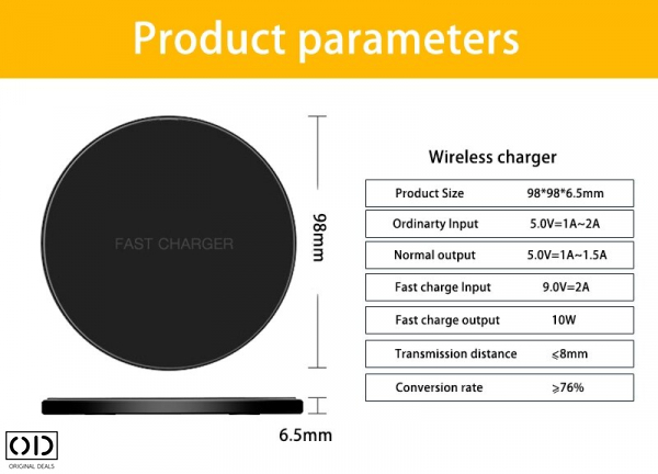 Incarcator Wireless Fast Charge Ultra Slim cu Lumina LED si Finisaje Premium Compatibil Android IOS [16]