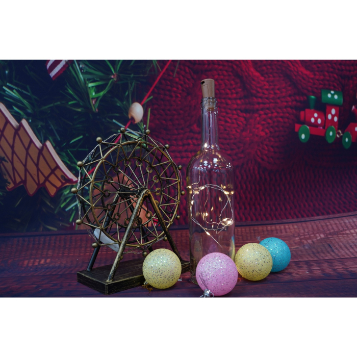 Instalatie Craciun, 1 metru, 10 LED-uri, alb cald,cu baterii,fir cupru, liniar, interior/exterior,  [4]