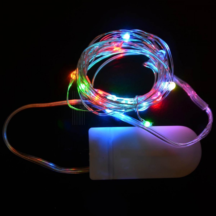 Instalatie Craciun, 1 metru, 10 LED-uri, Multicolor, cu baterii, fir cupru, liniar, interior/exterior,  [2]