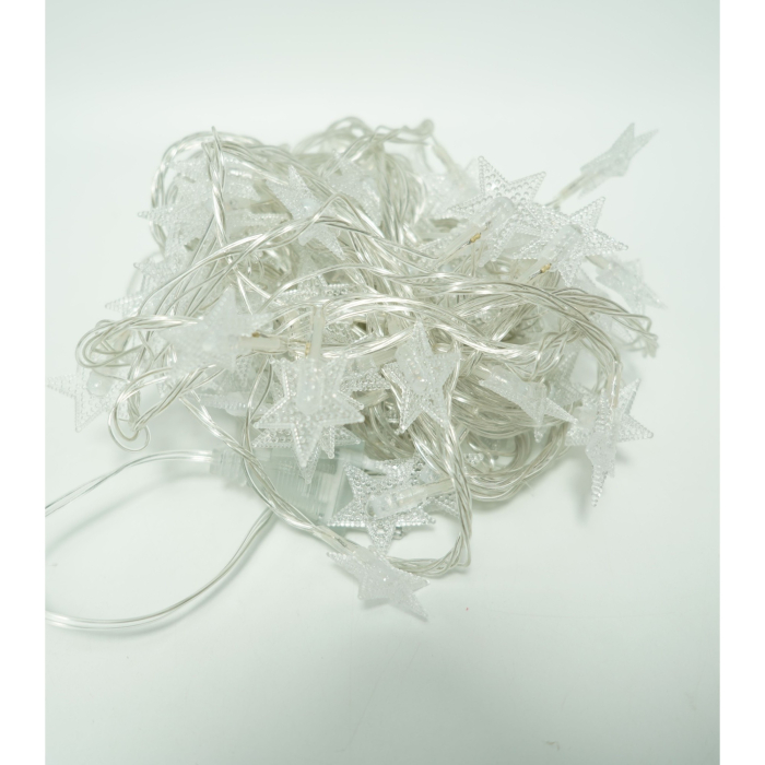 Instalatie Craciun, 10 M, 100 de LED-uri, alb-cald, model cu stelute, liniara, cu baterie, interior/exterior,  [6]