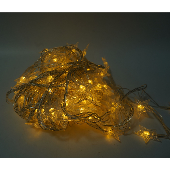 Instalatie Craciun, 10 M, 100 de LED-uri, alb-cald, model cu stelute, liniara, cu baterie, interior/exterior,  [2]