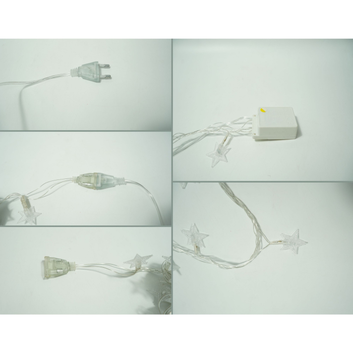 Instalatie Craciun, 10 M, 100 de LED-uri, alb-cald, model cu stelute, liniara, cu baterie, interior/exterior,  [5]