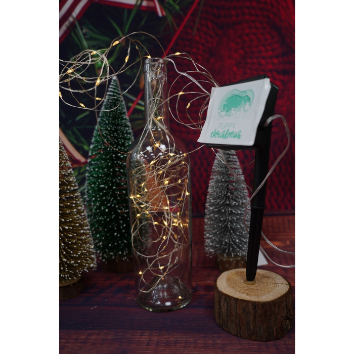 Instalatie Craciun, 10 metri, 100 de LED-uri, alb cald, cu energie solara, fir de cupru, liniar, interior/exterior,  [6]