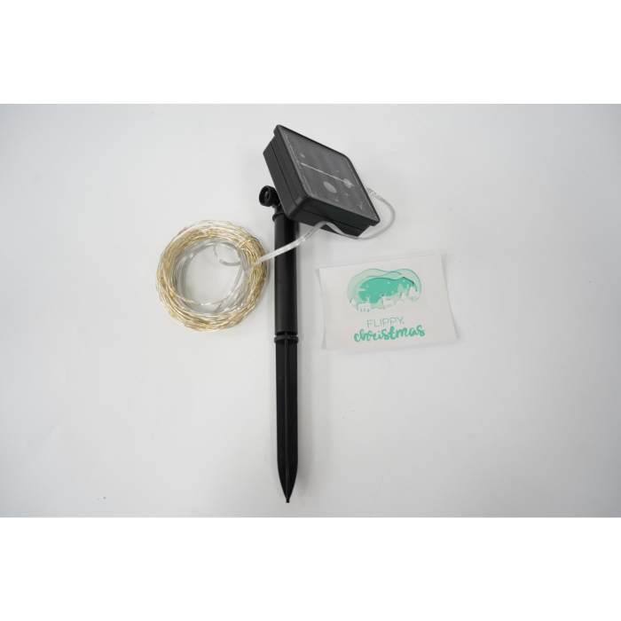 Instalatie Craciun, 10 metri, 100 de LED-uri, alb cald, cu energie solara, fir de cupru, liniar, interior/exterior,  [8]