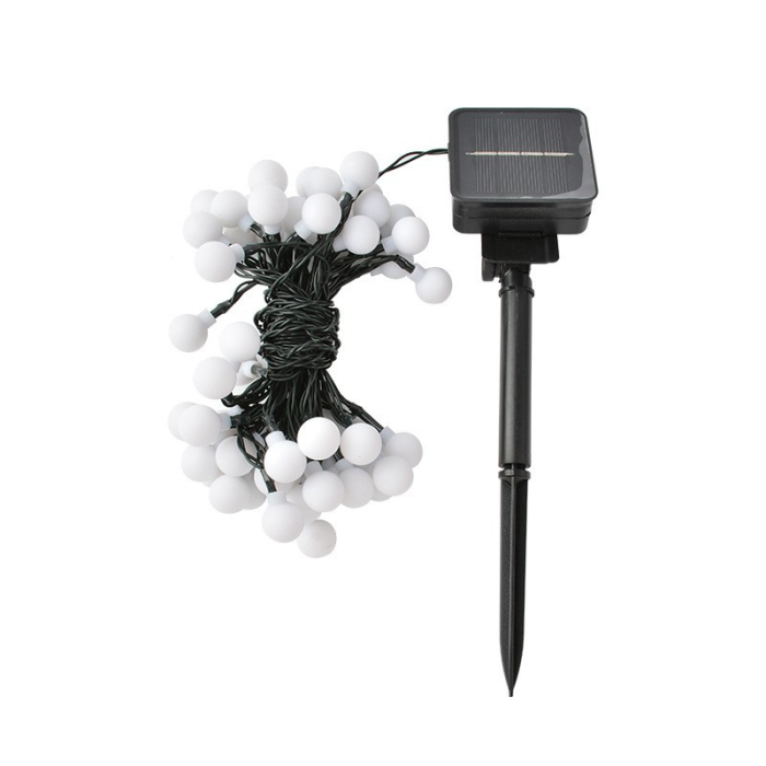 Instalatie Craciun, 12 metri, 100 de LED-uri cu ornament tip Bulb, 8 jocuri de lumini alb rece, cu energie solara, liniar, interior/exterior,  [7]