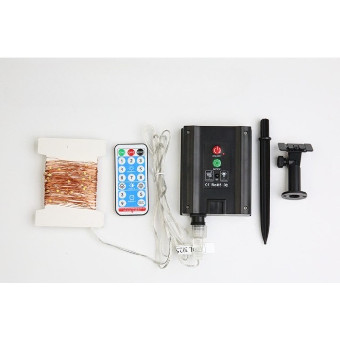 Instalatie Craciun, 200 LED-uri, 22 metri, pentru exterior cu incarcare solara si telecomanda, alb cald,  [7]