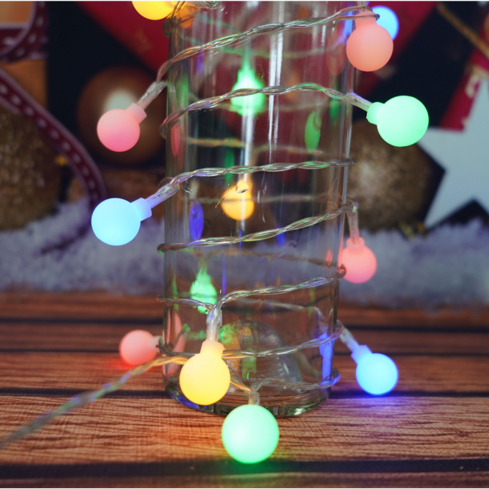 Instalatie Craciun, 3.5 m, 30 de LED-uri, multicolor RGB, model cu bilute, liniara, cu baterie, interior/exterior,  [5]