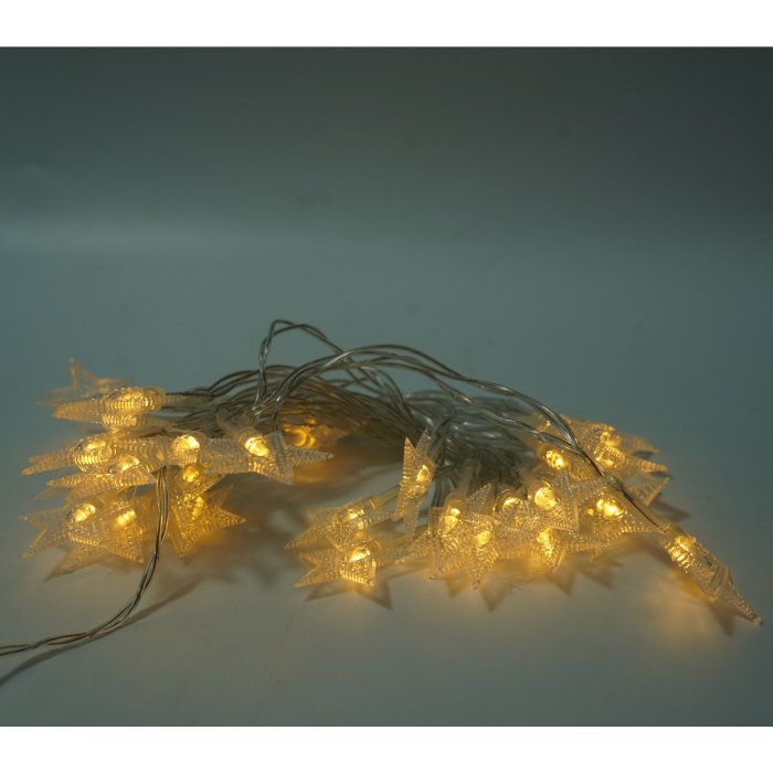 Instalatie Craciun, 3 M,20 de LED-uri, alb-cald, model cu stelute, liniara, cu baterie, interior/exterior,  [5]
