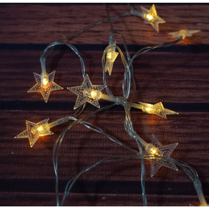 Instalatie Craciun, 3 M,20 de LED-uri, alb-cald, model cu stelute, liniara, cu baterie, interior/exterior,  [4]