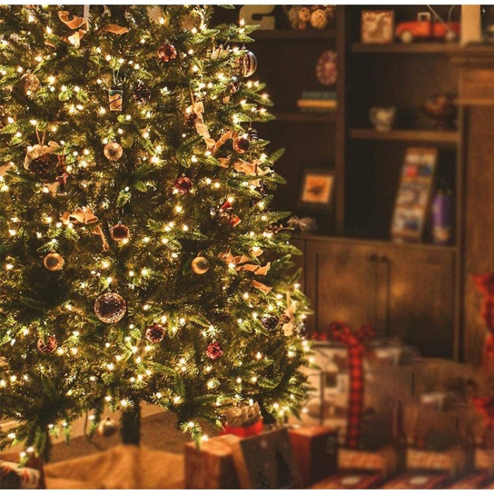 Instalatie Craciun, 300 LED-uri, 32 metri, pentru exterior cu incarcare solara, alb cald,  [3]