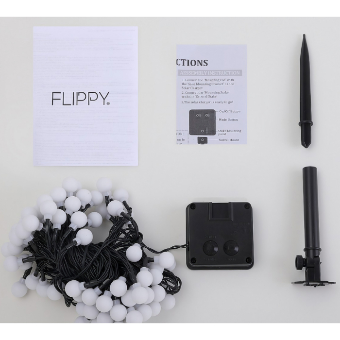 Instalatie Craciun, 5 metri, 20 de LED-uri cu ornament tip Bulb, 8 jocuri de lumini alb cald, cu energie solara, liniar, cablu verde, interior/exterior,  [7]