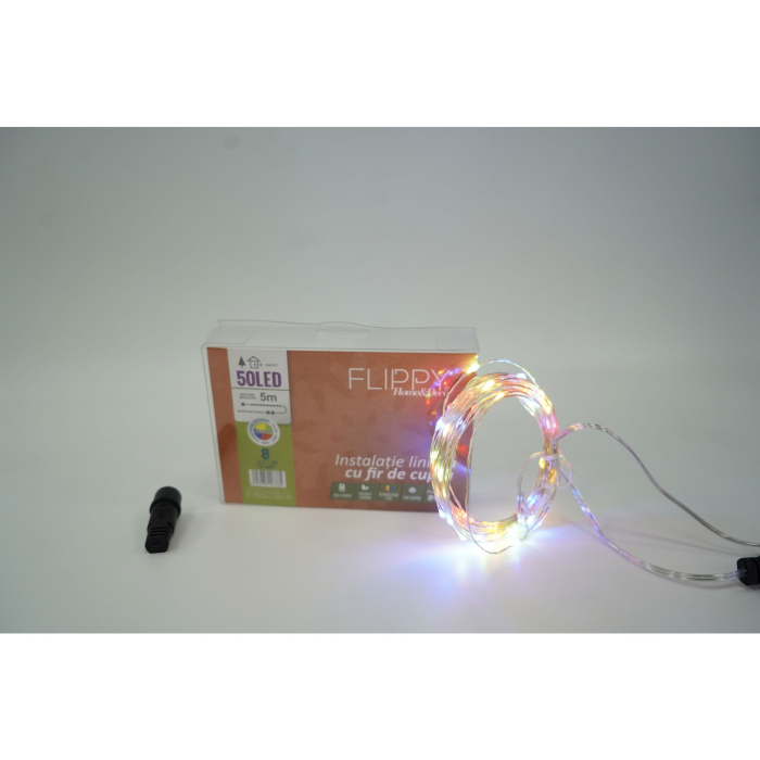 Instalatie Craciun, 50 m, 500 Led-uri, Liniara, Alb Cald, 8 jocuri de lumini, Transformator, Interconectabila, Prelungitor 3 m inclus, Fir Cupru,  [3]