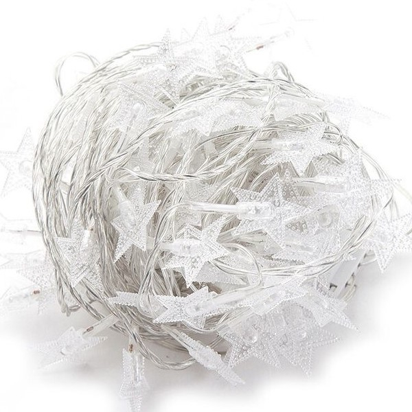 Instalatie Craciun cu baterii, 3 metri, 20 LED-uri tip Stea, fir Transparent, Multicolor,  [2]