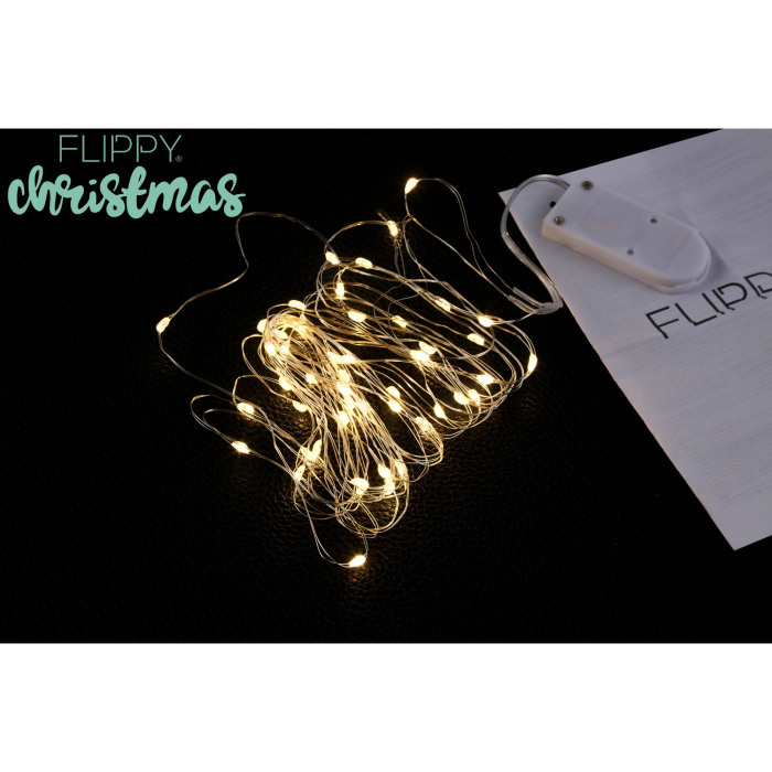 Instalatie Craciun, Liniara, 1 m, Baterii, 10 LED-uri, Alb Cald, Fir Cupru, Interior/Exterior,  [8]