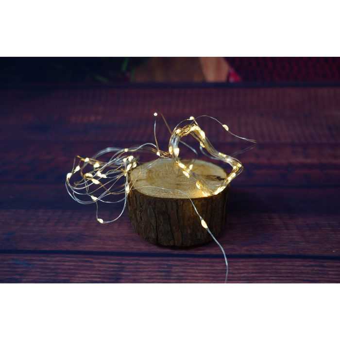 Instalatie Craciun, Liniara, 3 m, Baterii, 30 LED-uri, Alb Cald, Fir Cupru, Interior/Exterior,  [2]