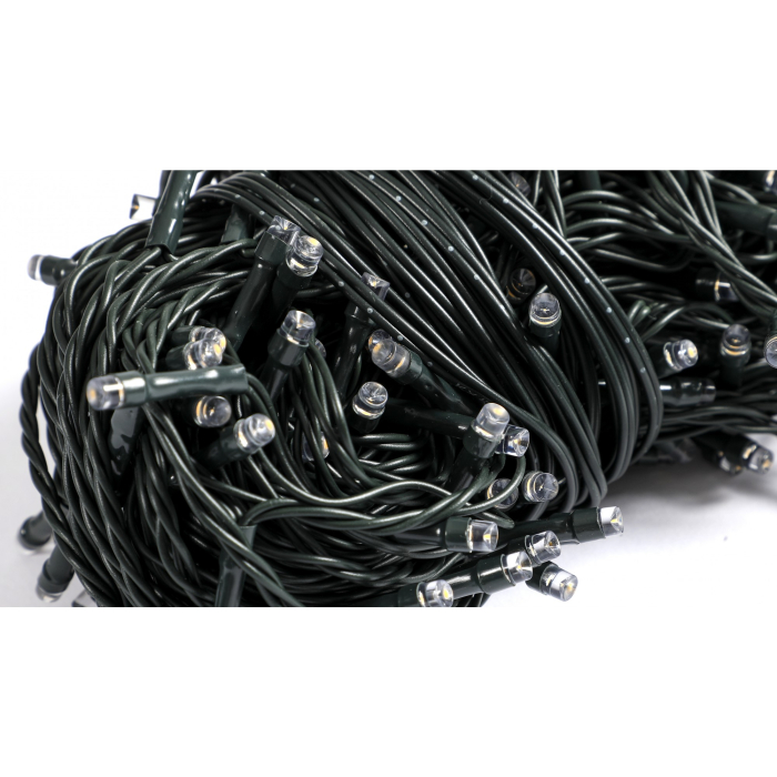 Instalatie Craciun liniara, cu transformator, 20 m, Alb Cald, 200 LED-uri V5, 8 jocuri de lumini, fir verde,  [4]