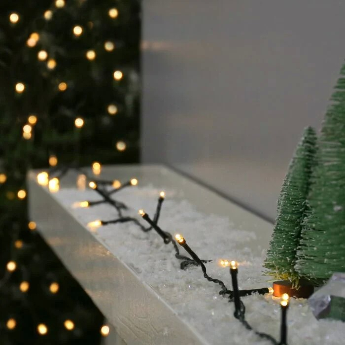 Instalatie Craciun liniara, cu transformator 31V, 10m, alb cald, 100 LED-uri V5, 8 jocuri de lumini, Fir verde,  [6]