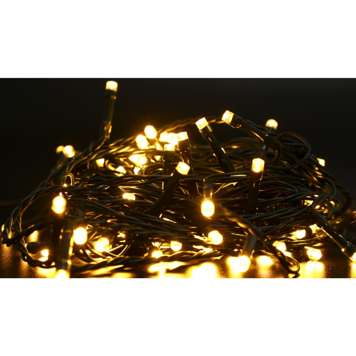 Instalatie Craciun liniara, cu transformator 31V, 10m, alb cald, 100 LED-uri V5, 8 jocuri de lumini, Fir verde,  [4]