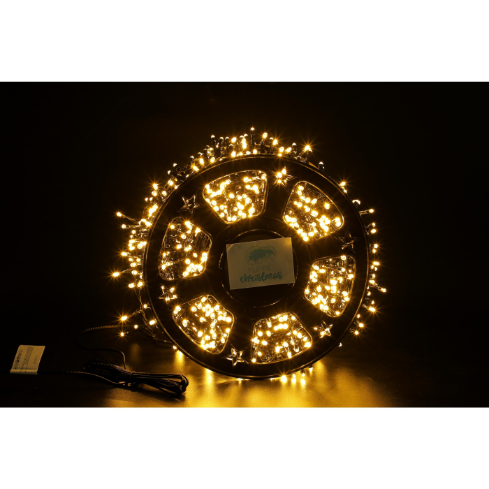 Instalatie Craciun liniara cu transformator, 50m, alb cald, 2000 LED-uri, fir negru, 8 jocuri de lumini,  [5]