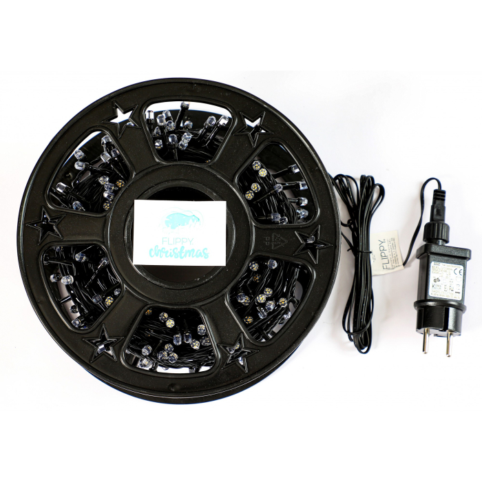 Instalatie Craciun liniara cu transformator, 50m, alb cald, 500 LED-uri, fir negru, 8 jocuri de lumini,  [5]