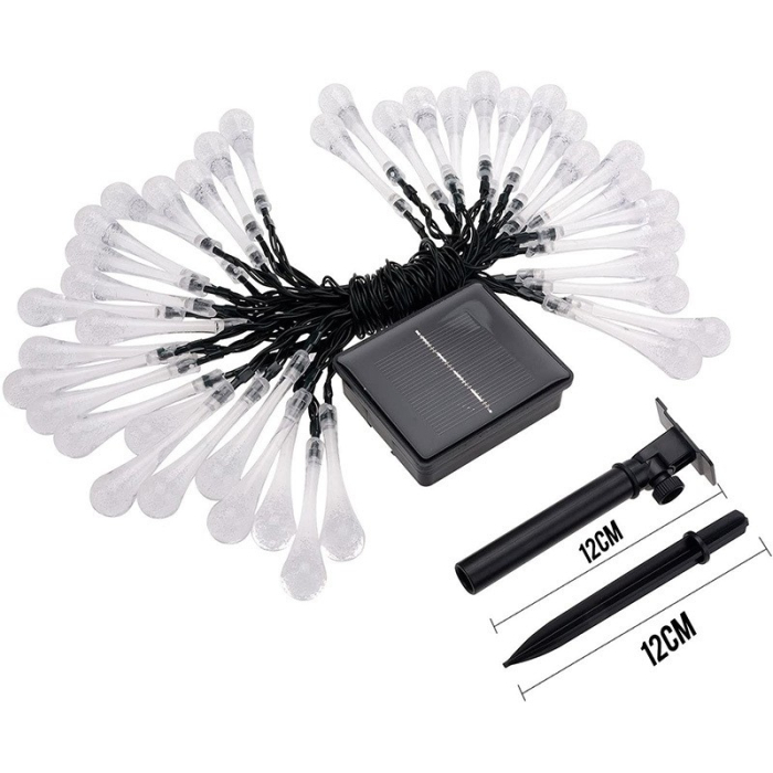 Instalatie Craciun, Solare Tip Picaturi, 50 Led-uri, 9.5 metri, Alb rece, Senzor de lumina,  [5]