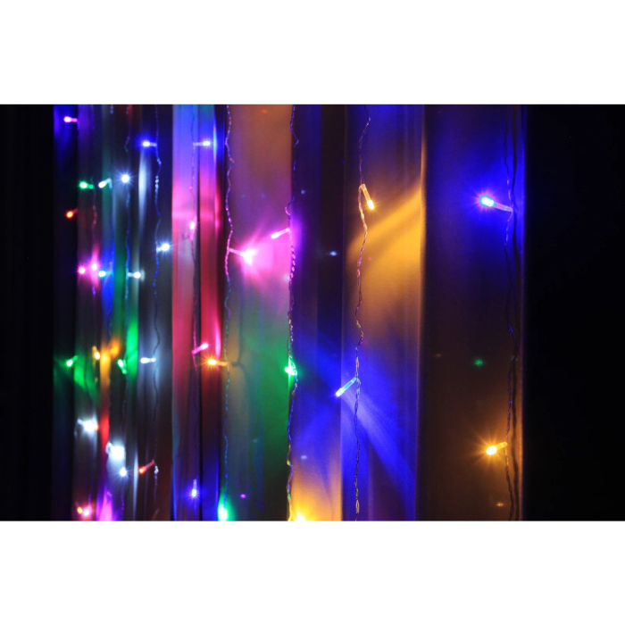 Instalatie Craciun, Tip Perdea IP44, 3m x 1m, 100 Led-uri, Multicolor, USB si telecomanda cu 8 functii,  [2]