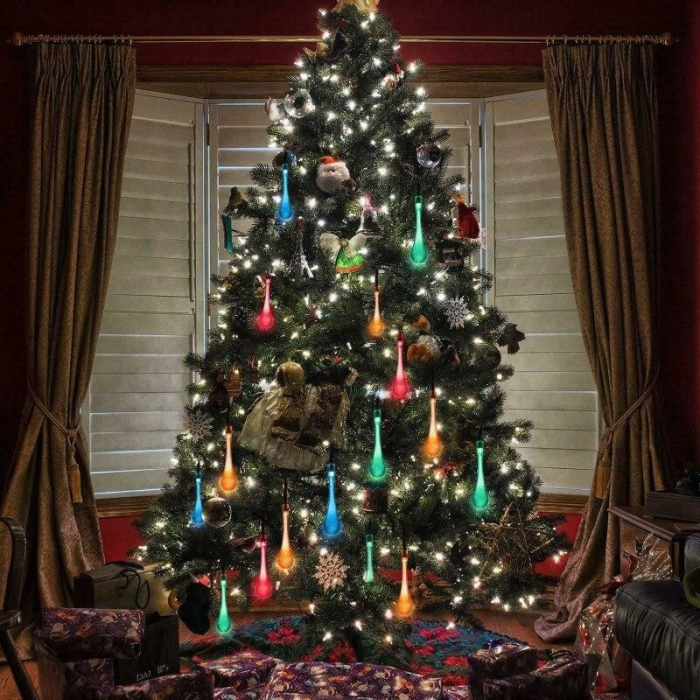 Instalatie Craciun, Tip Picaturi, 30 Led-uri, 6.5 metri, Multicolor, Energie solara, Senzor de lumina,  [11]