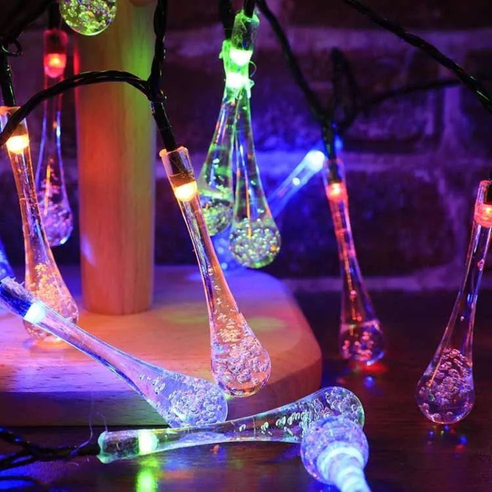 Instalatie Craciun, Tip Picaturi, 30 Led-uri, 6.5 metri, Multicolor, Energie solara, Senzor de lumina,  [14]