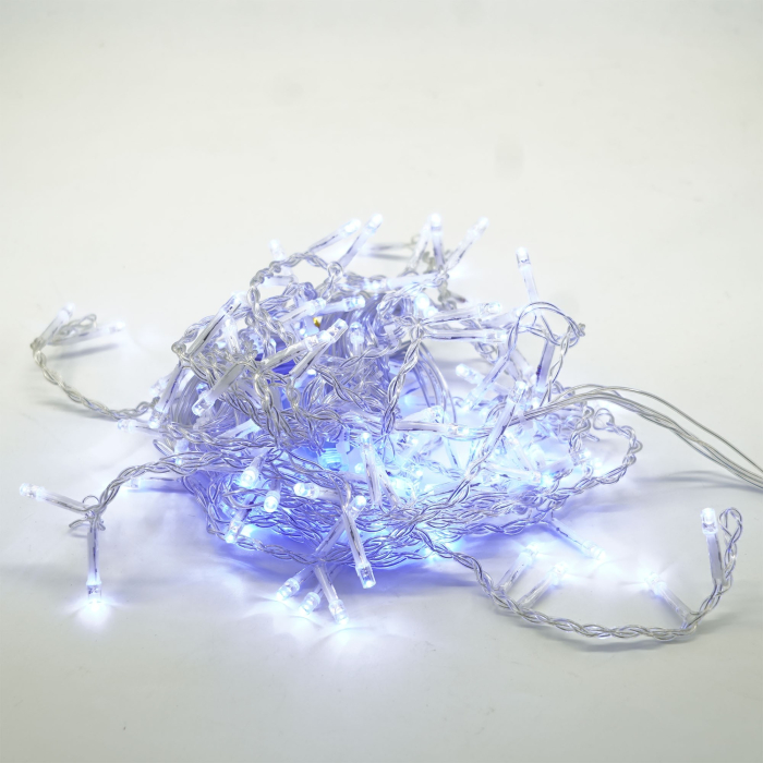 Instalatie Craciun Yoto, Tip Franjuri/Turturi, 4 m, 120 LED-uri, Prelungitor 1.5 m, 8 Jocuri de Lumini, Interconectabila, Conectare la Retea, Fir transparent, Interior/Exterior, Albastru [8]