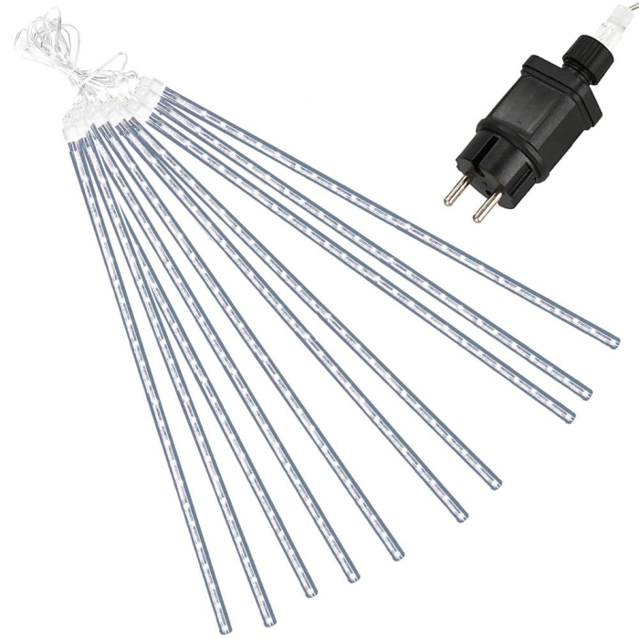 Instalatie de Craciun, 10 tuburi, 50cm, 480 LED, ploaie de meteoriti, alb [2]