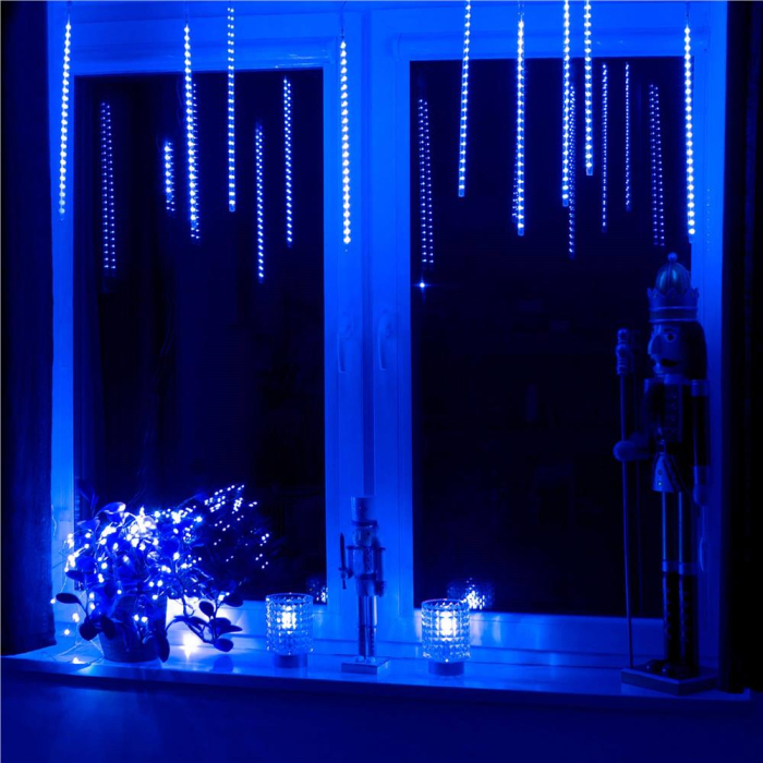 Instalatie de Craciun, 10 tuburi, 50cm, 480 LED, ploaie de meteoriti, albastru [16]