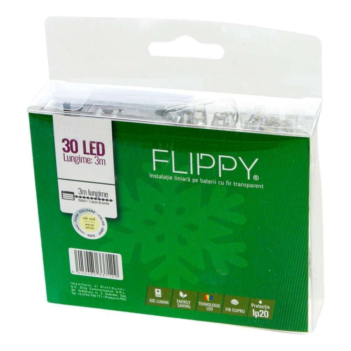 Instalatie de Craciun cu Baterii Tip Liniar, 2 jocuri de lumini, Fir Transparent 3 m 30 LED -uri, Alb Cald [4]