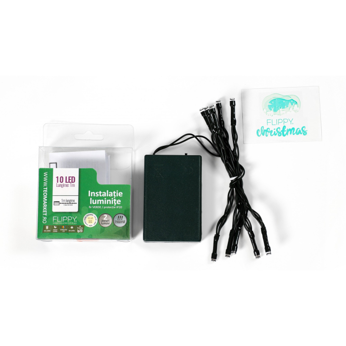 Instalatie de Craciun cu Baterii Tip Liniar, 2 jocuri de lumini, Fir Verde 1 m 10 LED -uri, Alb Cald [5]