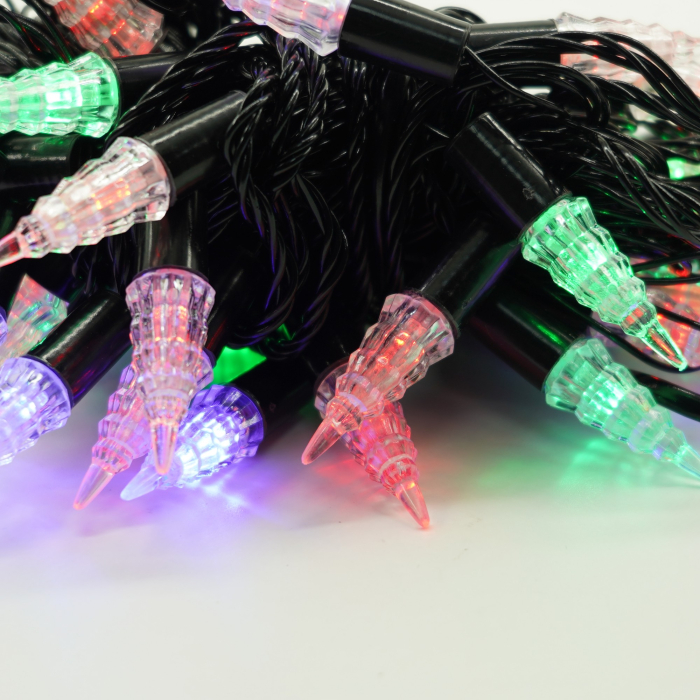 Instalatie de Craciun Liniara RGRB Yoto, 10 m, din care 1 m Prelungitor 220V, 40 LED, Model Brazi, Utilizare Interior/Exterior, Interconectabila, Fir Negru, multicolor [6]