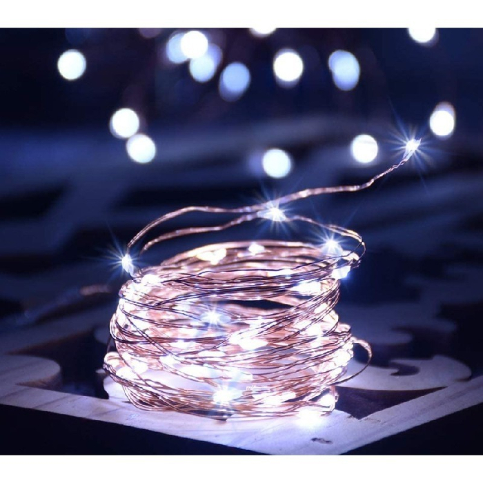 Instalatie de Craciun Liniara, ®, Tip Liniara, Fir Cupru, 8 Jocuri de Lumini, cu Telecomanda, 5 m, 50 Led-uri, Alimentare USB, 4.5V, Alb Rece [5]