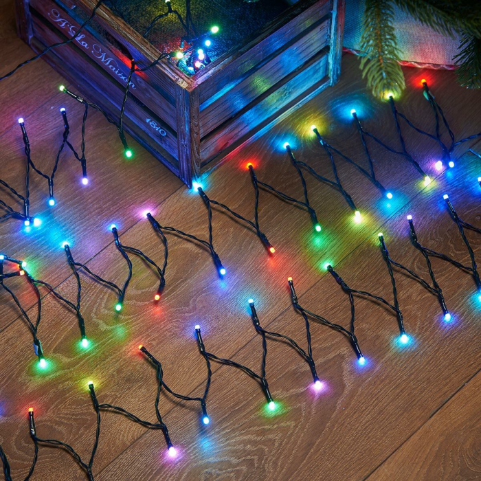 Instalatie de Craciun liniara Yoto, 17 m, din care 1 m cablu priza 220V, 200 LED, 8 jocuri de lumini, controler, fir negru, multicolor [5]