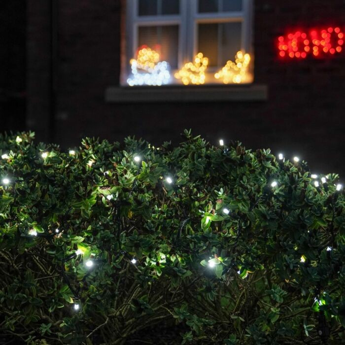 Instalatie de Craciun Liniara Yoto, 22 m, din care 1 m Prelungitor 220V, 300 LED, 8 jocuri de lumini, Controler, Utilizare Interior/Exterior, Fir Negru, Alb Rece [7]