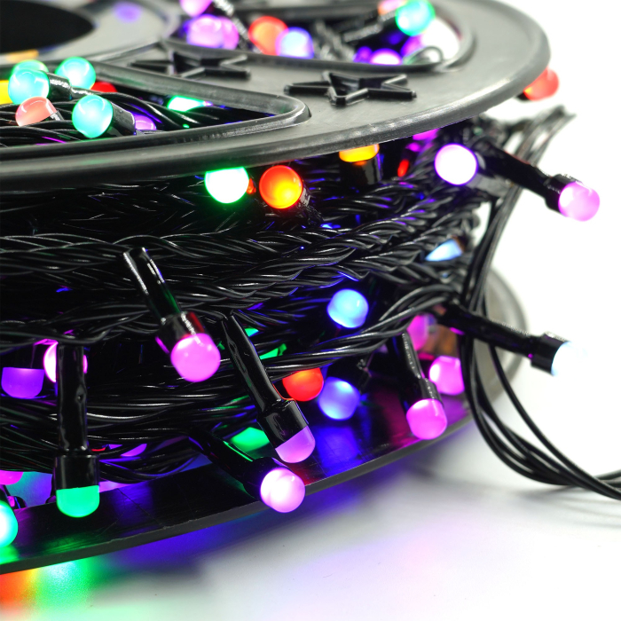 Instalatie de Craciun Liniara Yoto, 50 m, 1 m Prelungitor 220V, 498 LED, 8 Jocuri de Lumini, Controler, Fir Negru, Utilizare Interior/Exterior, Protectie anti-inghet, Fir Cupru, Multicolor [5]