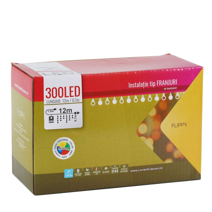 Instalatie de Craciun ® Tip Franjuri, 12 m, 300 LED-uri, Interconectabila, Multicolor [6]