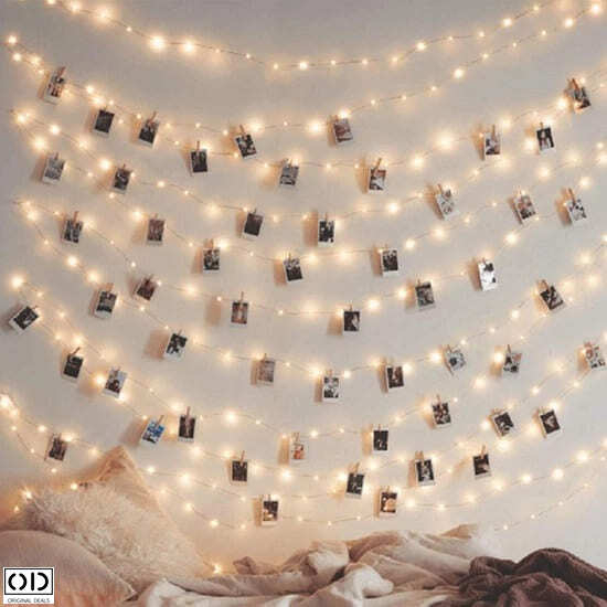 Instalatie Ghirlanda cu 60 de Carlige cu LED pentru Prindere Fotografii,, Premium [1]